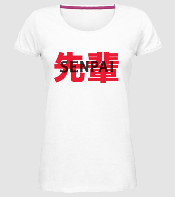 Senpai model alb pe tricou