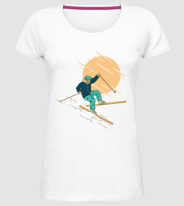 Căzătură schior model alb pe tricou