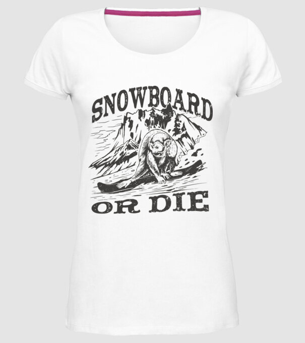 Maimuță Snowboarder model alb pe tricou