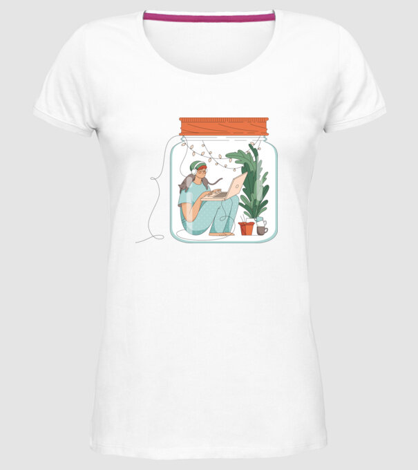 Fată Social Distancing model alb pe tricou