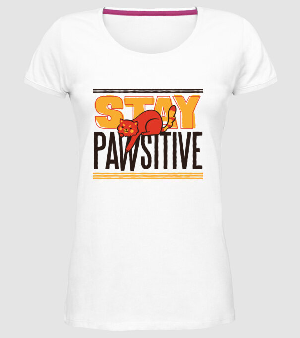 Stay Pawsitive model alb pe tricou