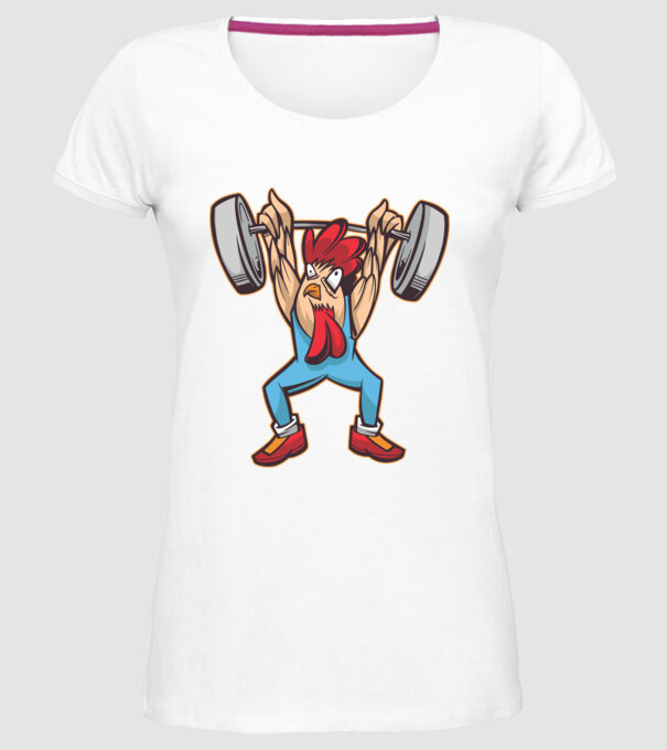 Pui Halterofil model alb pe tricou
