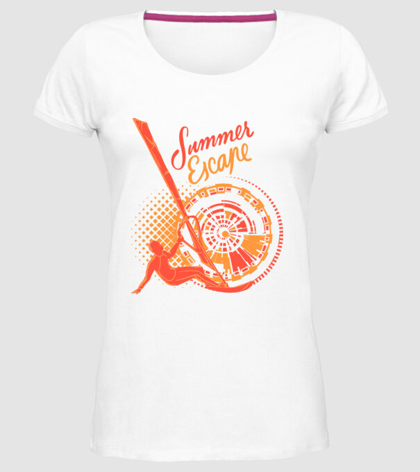 Summer Escape Surf model alb pe tricou