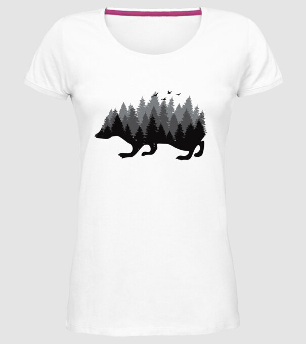 Siluetă Arici model alb pe tricou
