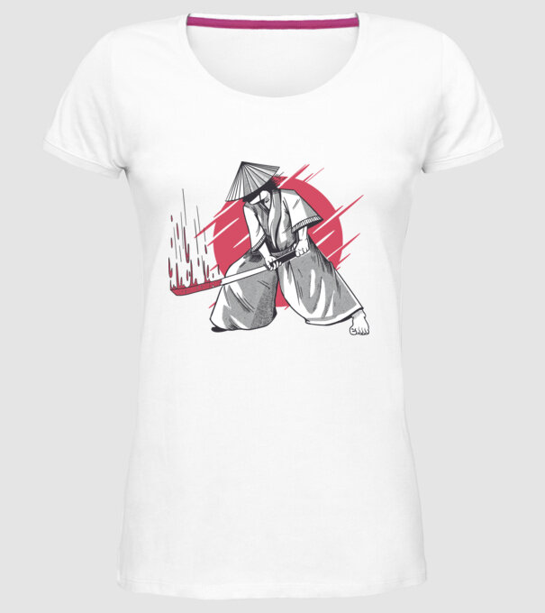 Sabie de samurai model alb pe tricou
