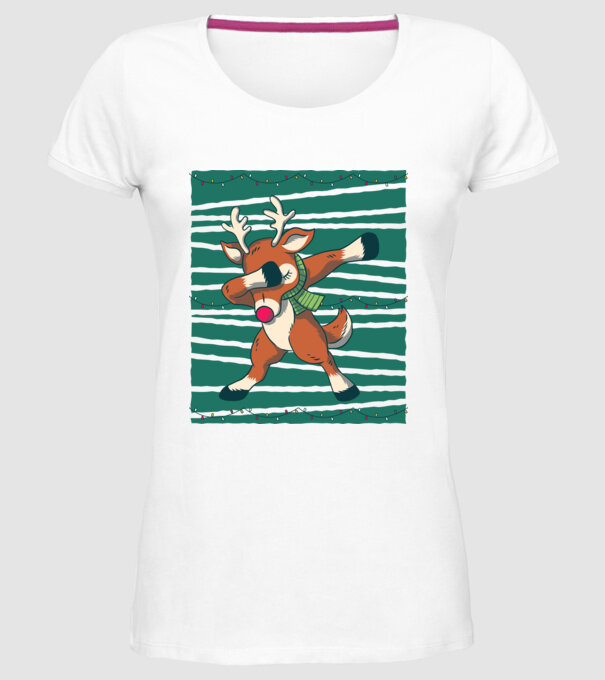 Ren DAB Crăciun model alb pe tricou