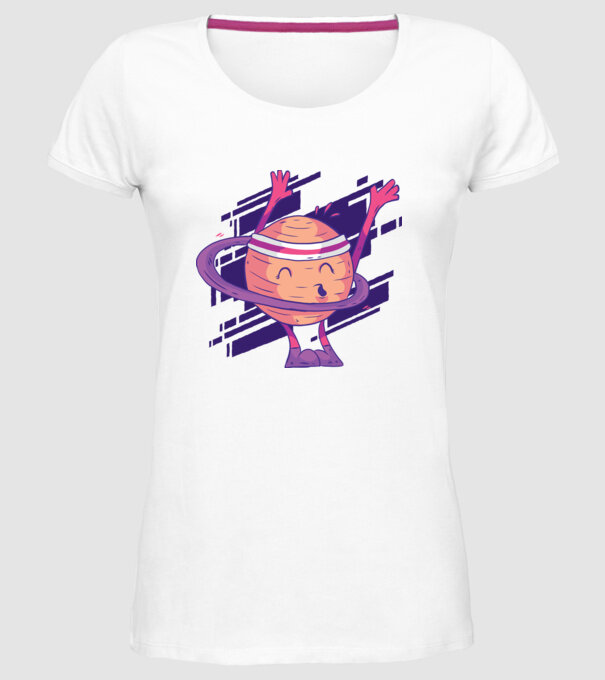 Cerc Hula-Hoop Saturn model alb pe tricou