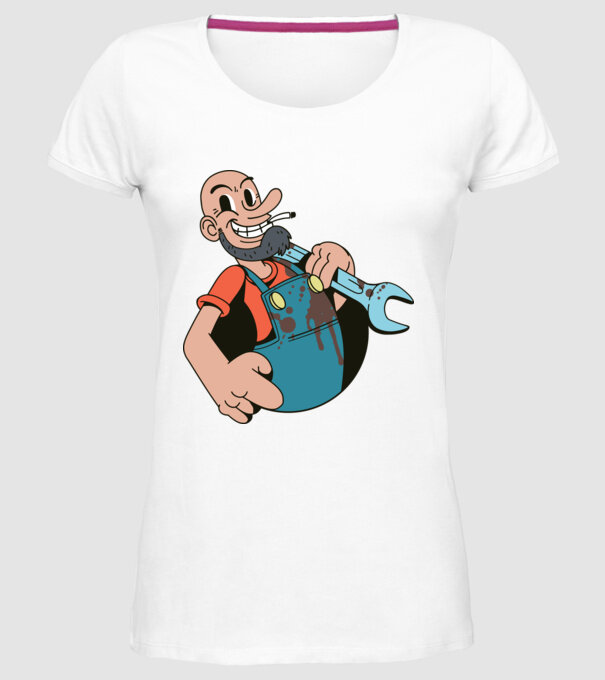 Instalator model alb pe tricou