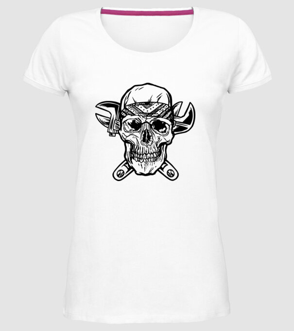 Craniu Instalator model alb pe tricou