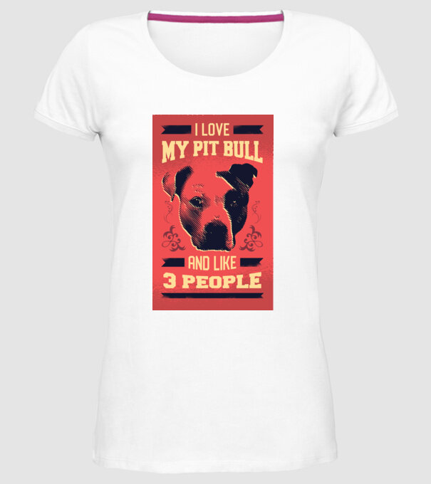 Îmi iubesc Pitbull-ul meu și încă 3 persoane model alb pe tricou