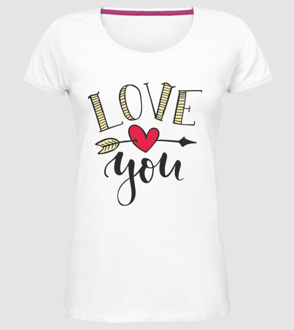 'Te iubesc tricou pentru Valentine''s Day' model alb pe tricou