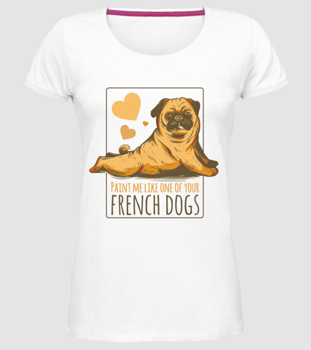 Mops sexy model alb pe tricou