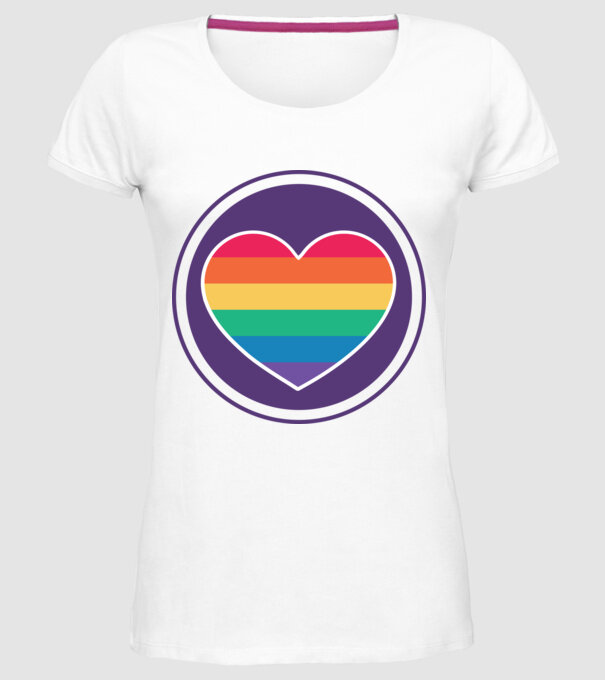Inimă curcubeu model alb pe tricou
