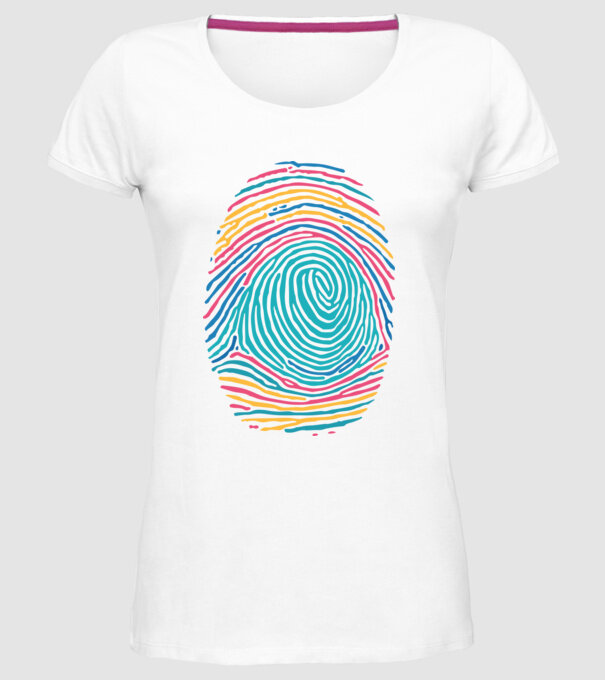 Amprentă curcubeu model alb pe tricou