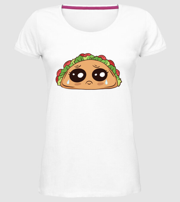 Taco trist model alb pe tricou