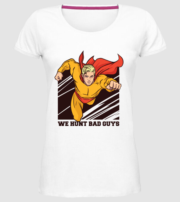Supererou model alb pe tricou