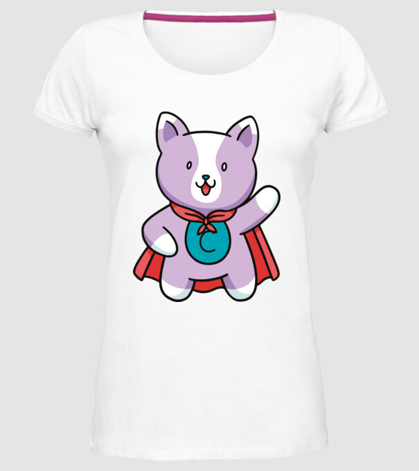 Pisică Supererou model alb pe tricou