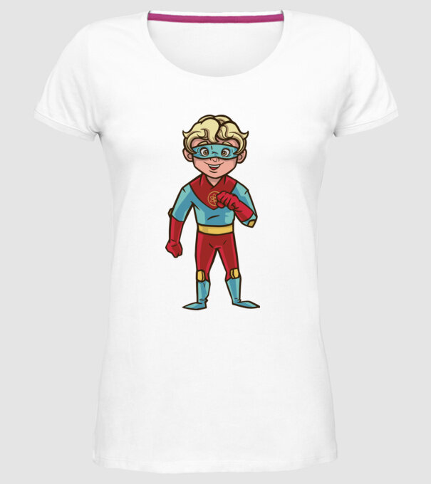 Băiat supererou model alb pe tricou