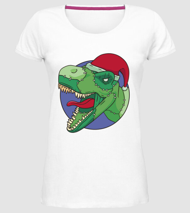 T-rex Santa model alb pe tricou