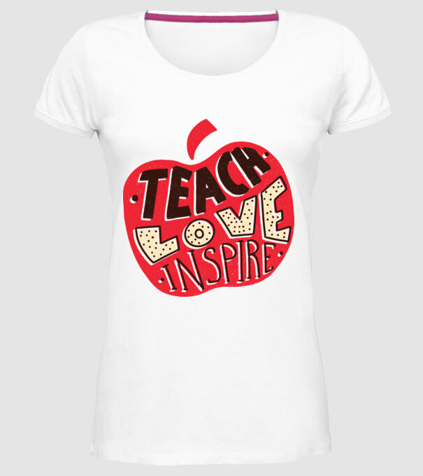 Teach Love Inspire pentru profesori model alb pe tricou