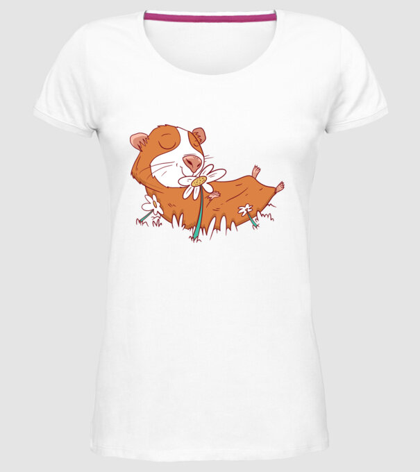 Porcușor de Guineea pe câmp model alb pe tricou