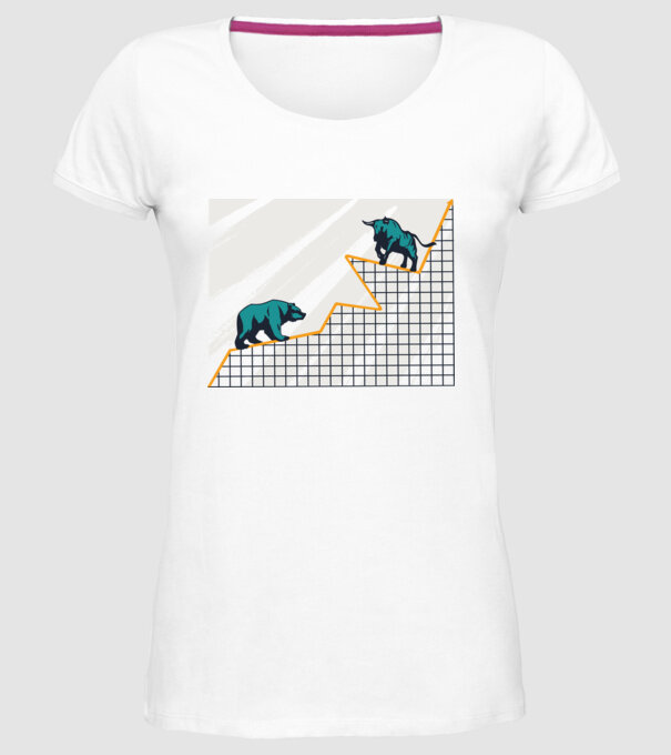 Bursa de Valori Taur vs Urs model alb pe tricou
