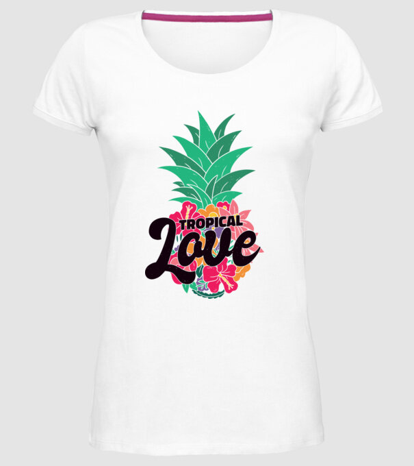 Ananas Tropical Love model alb pe tricou