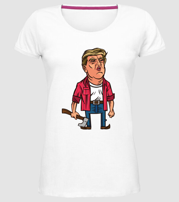 Trump tăietor de lemne model alb pe tricou