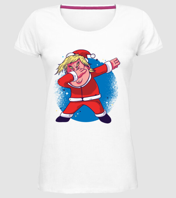Trump Moș Crăciun dans DAB model alb pe tricou