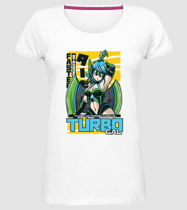 Turbo Gal Anime model alb pe tricou