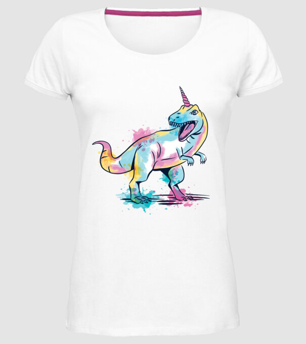 Unicornsaurus - Dinozaur Unicorn model alb pe tricou