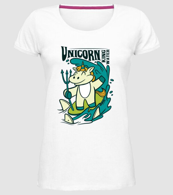 Unicorn regele apelor model alb pe tricou