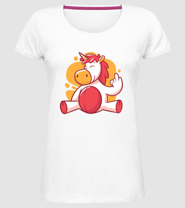 Unicorn arată degetul model alb pe tricou