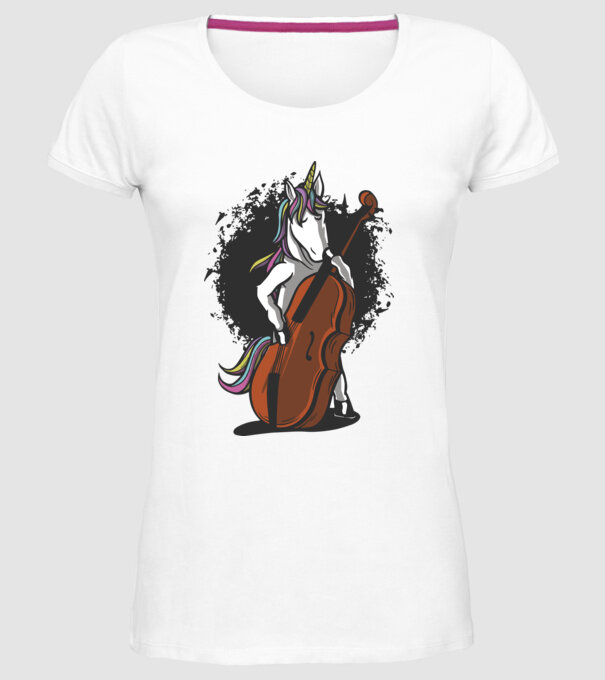 Unicorn cu violoncel model alb pe tricou