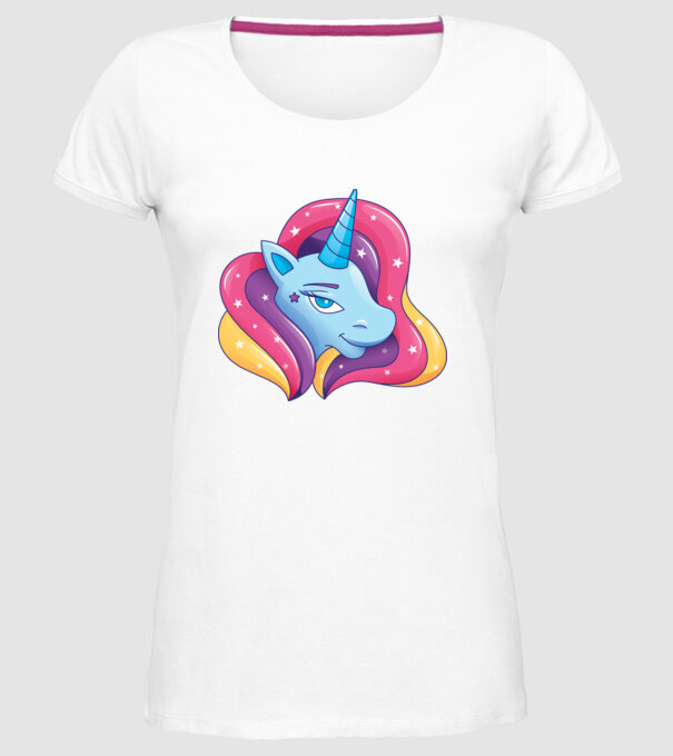 Cap de unicorn model alb pe tricou
