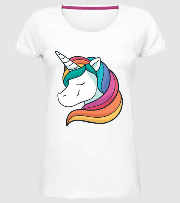 Cap de unicorn model alb pe tricou