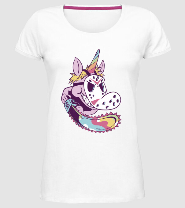 Unicorn Mască Jason Halloween model alb pe tricou