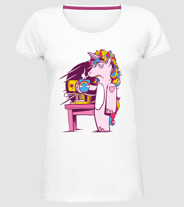 Unicorn Cafea model alb pe tricou