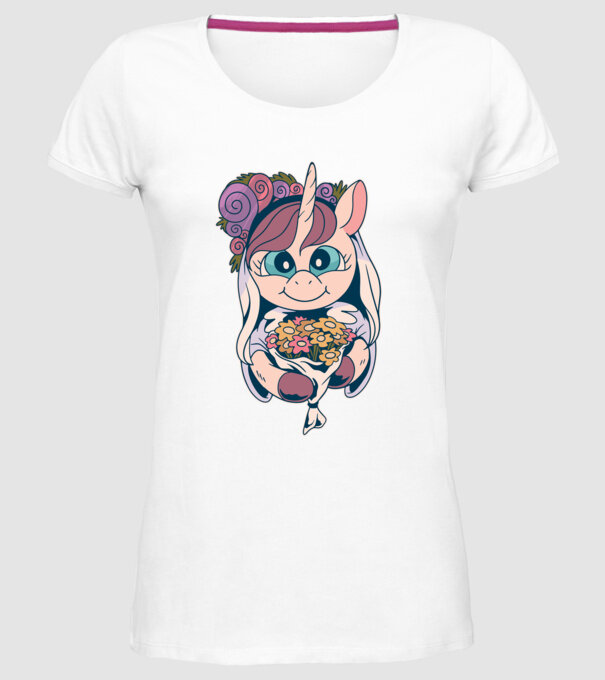 Unicorn Mireasă model alb pe tricou