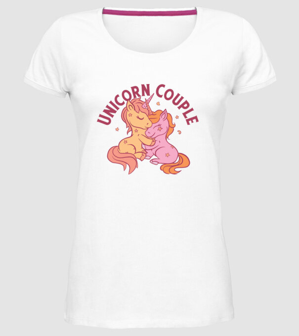 Pereche Unicorn model alb pe tricou