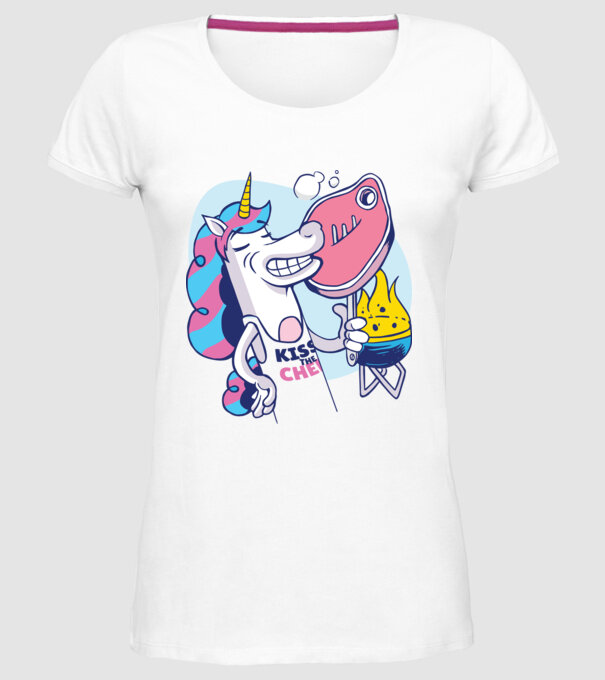 Unicorn Steak BBQ model alb pe tricou