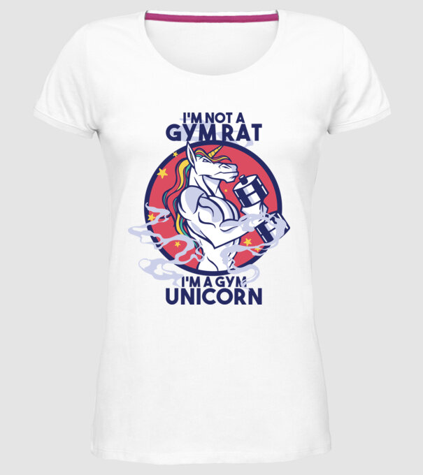 Unicorn antrenament cu haltere model alb pe tricou
