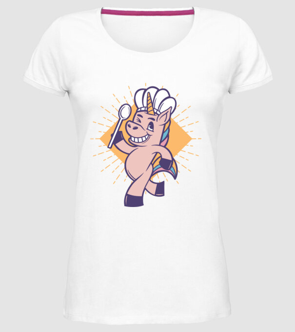 Unicorn Bucătar model alb pe tricou