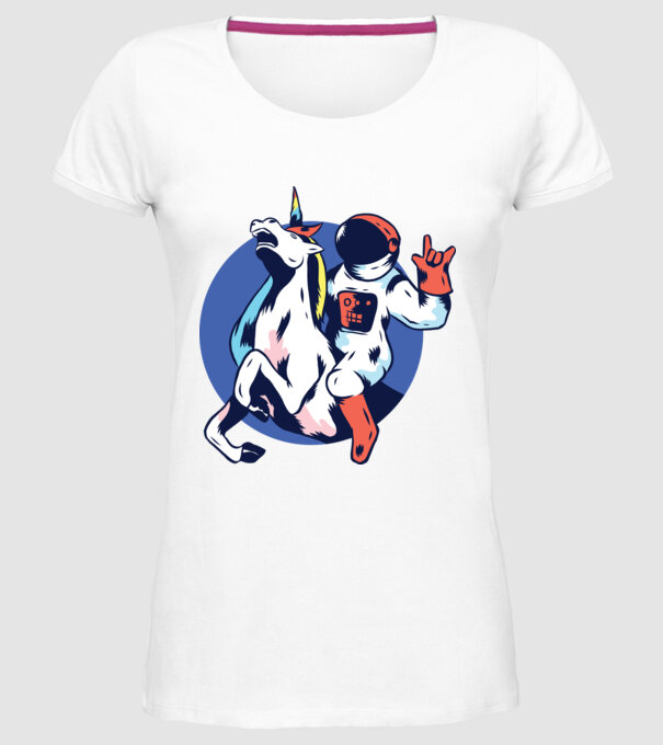 Unicorn Astronaut model alb pe tricou