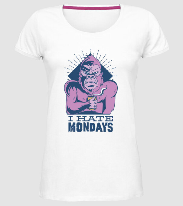 Urăsc zilele de luni model alb pe tricou