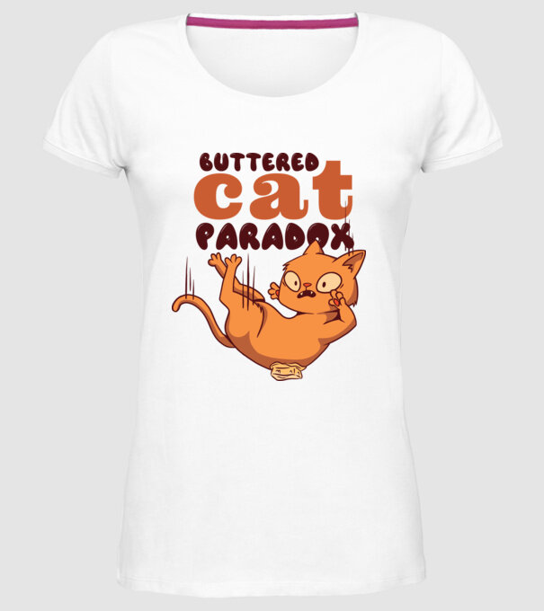 Paradox pisică cu unt model alb pe tricou