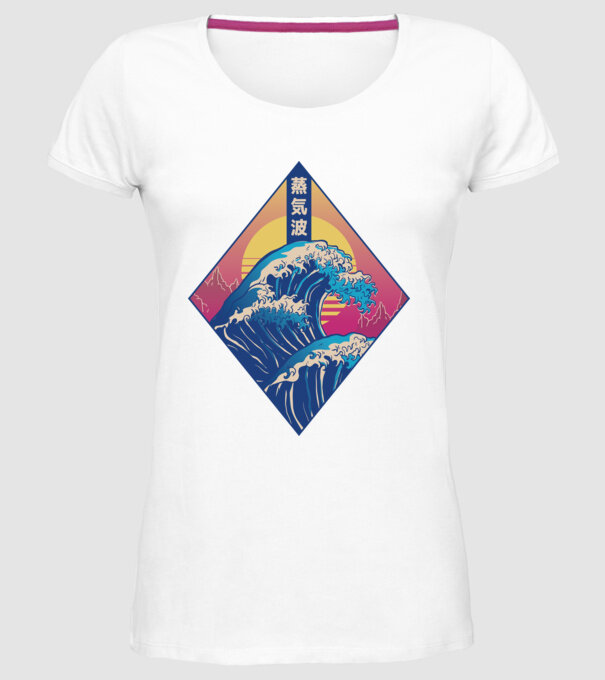 Vaporwave Val model alb pe tricou