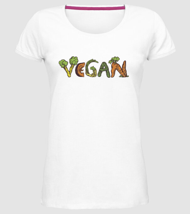 Inscripție legume vegan model alb pe tricou