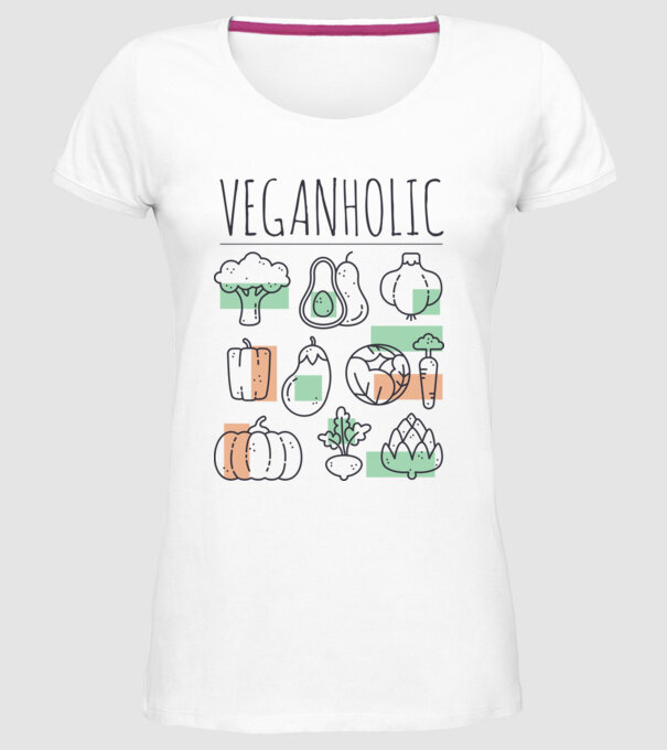 Veganholic model alb pe tricou