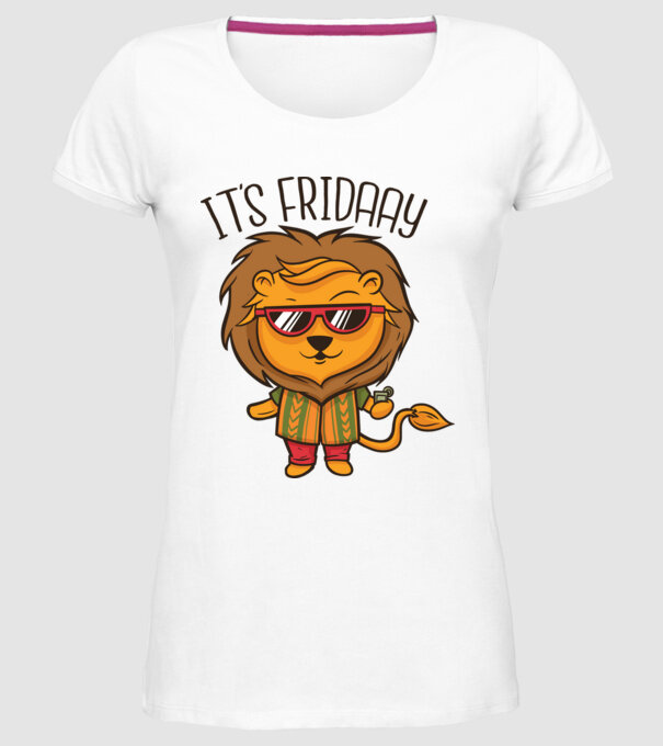 În sfârșit, vineri Leu model alb pe tricou